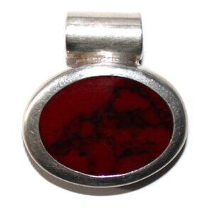 Vintage ATI Sterling Silver Faux Jasper Slider Pendant